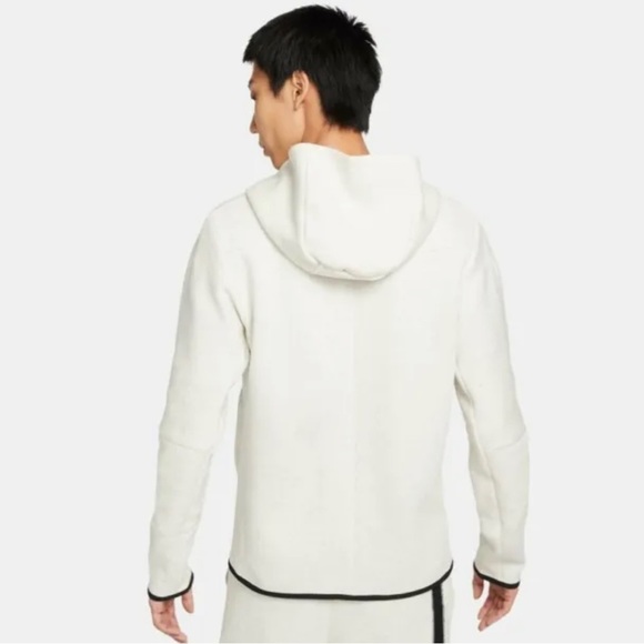 Nike Tech Men Fleece Full-zip Hoodie White Heather DD4688-100 - Picture 4 of 10